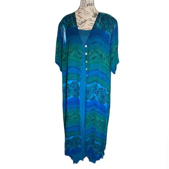 No Brand 2pc Maxi Green Tank Dress with Chiffon Multi Color Jacket Plus Size 3X - Picture 14 of 14